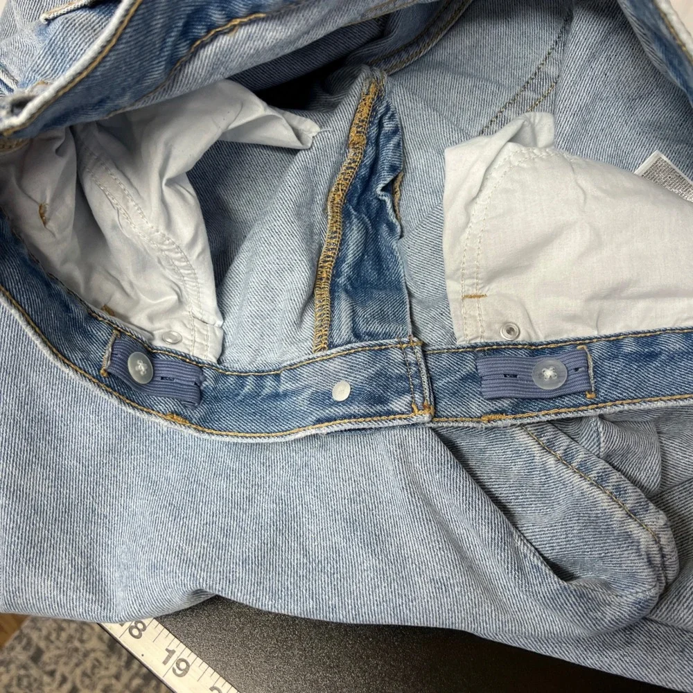 Old Navy Jeans Boys 18 Blue Denim Baggy Light Wash Wide Leg Adjustable Waistband